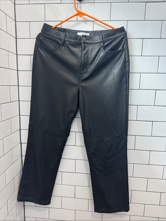 LOFT Pants - LOFT Black Faux Leather Straight-Leg Trousers